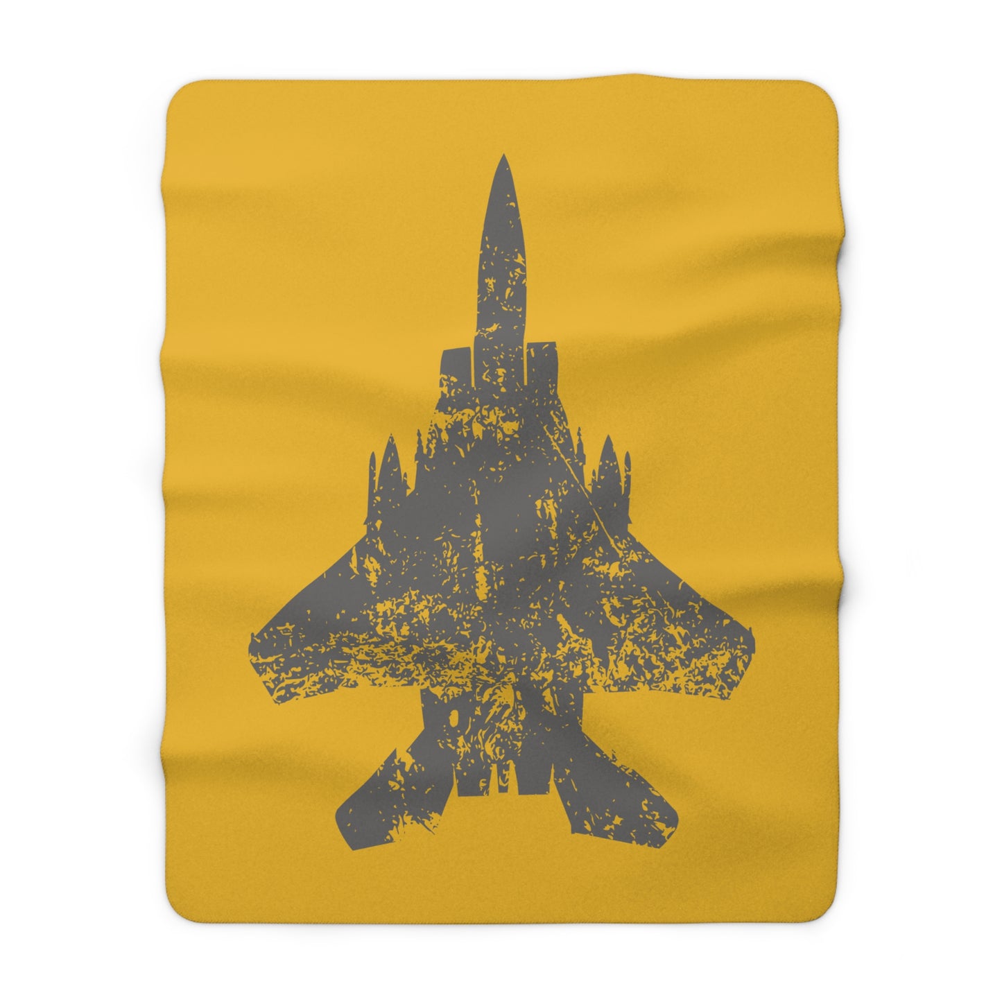 Yellow Sherpa Blanket with F-15E Silhouette Graphic