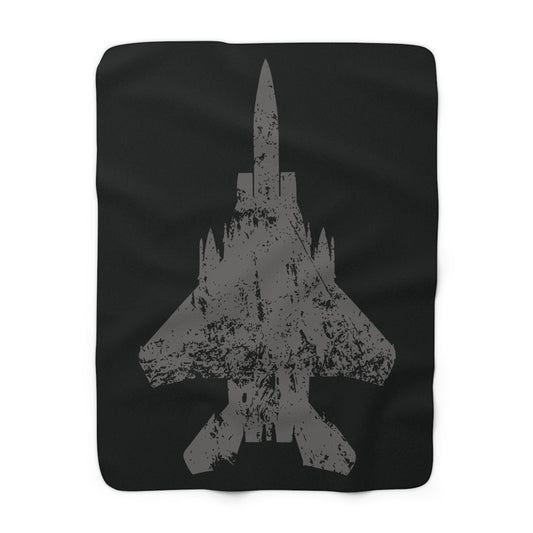 Black Sherpa Blanket with F-15E Silhouette Graphic