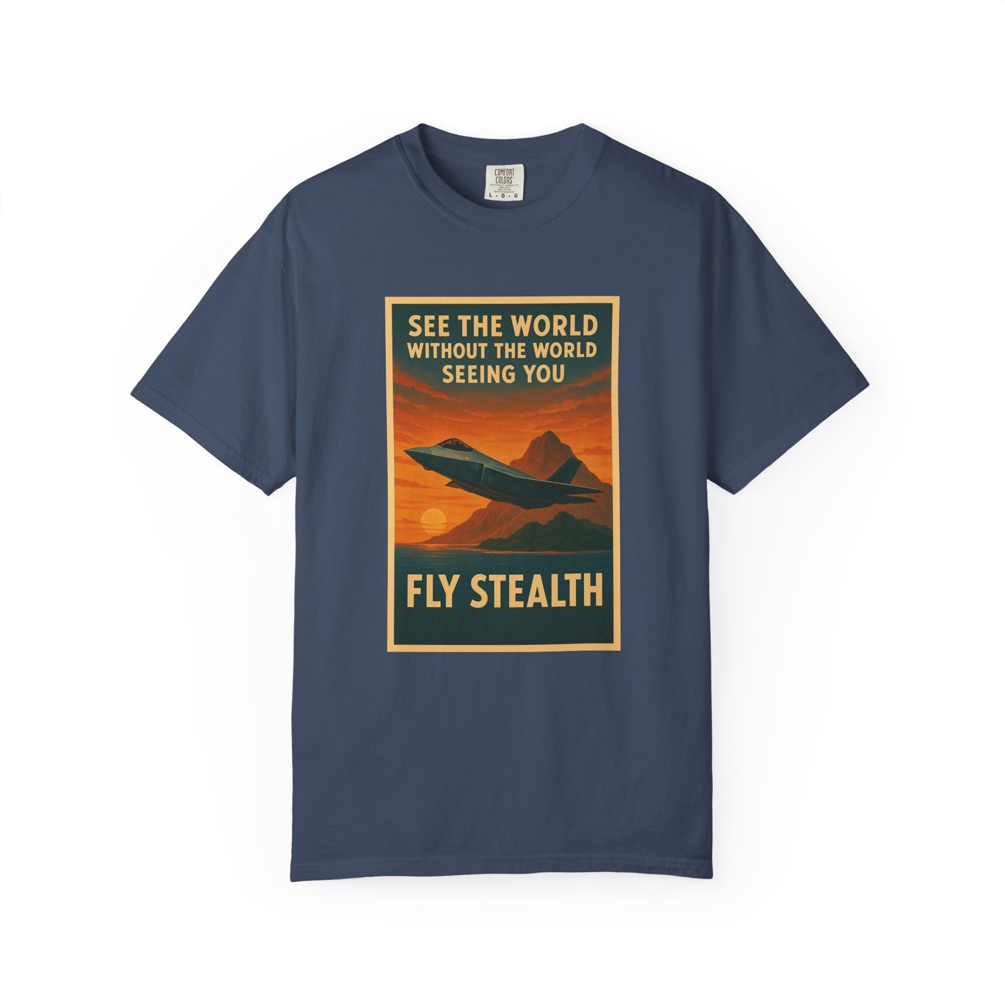 Fly Stealth F-35 Travel Poster Comfort Colors Unisex T-Shirt - Great Gift for Pilots and Aviation Enthusiasts