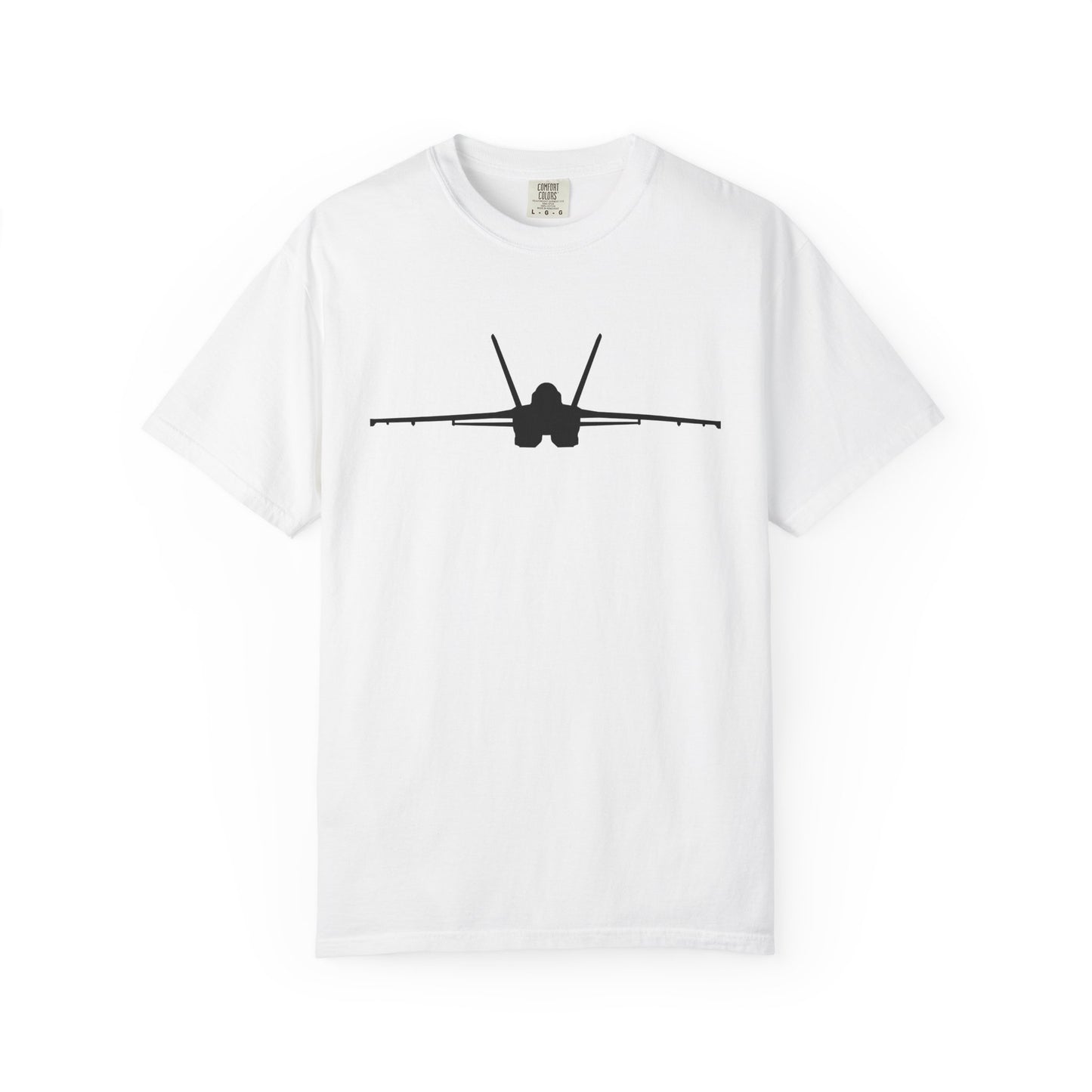 F/A-18 Front Silhouette Comfort Colors Unisex T-Shirt with Airplane Design, Casual Wear, Gift for Pilots, Aviation Lovers, Travel Enthusiasts, Plane Spotting