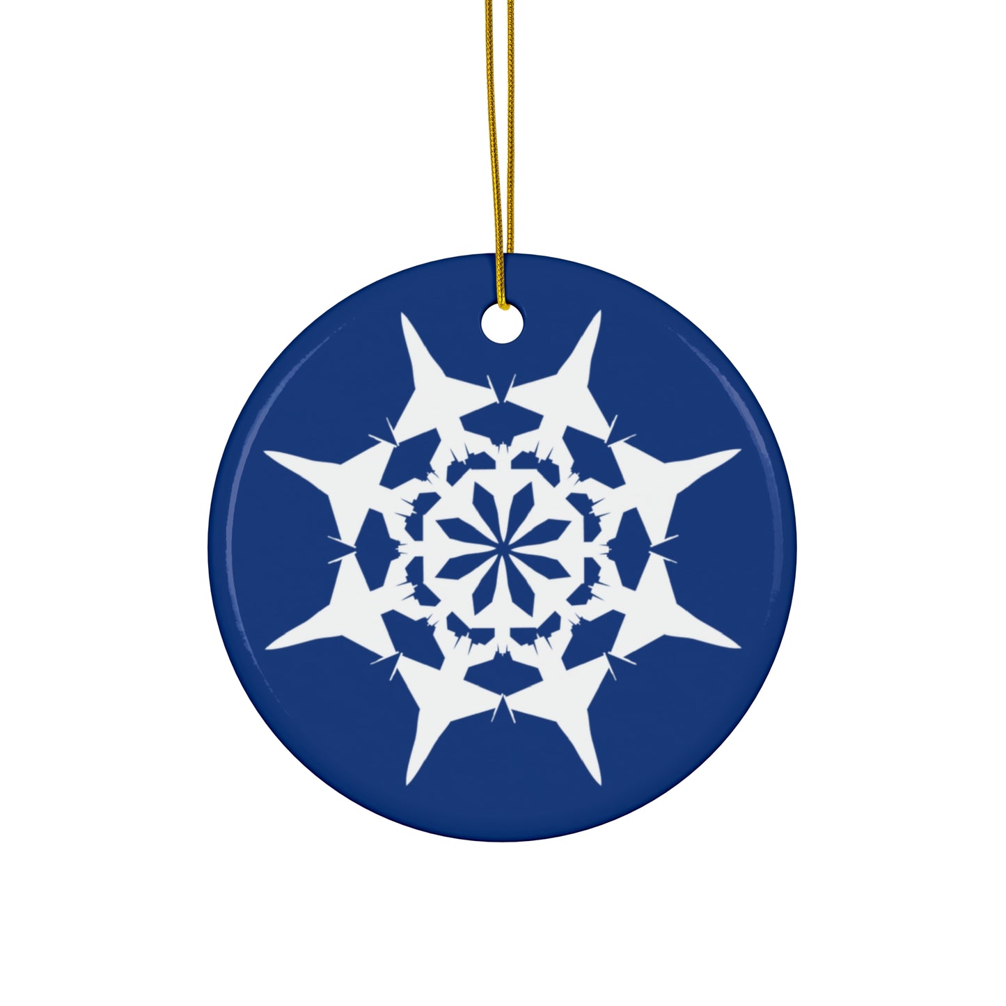 F-16 Snowflake Ceramic Ornament, 2.76"