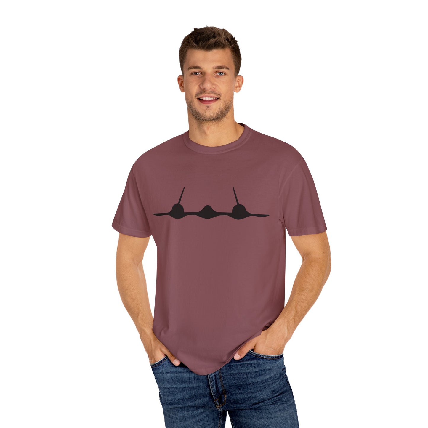 SR-71 Front Silhouette Comfort Colors Unisex T-Shirt with Airplane Design, Casual Wear, Gift for Pilots, Aviation Lovers, Travel Enthusiasts, Plane Spotting