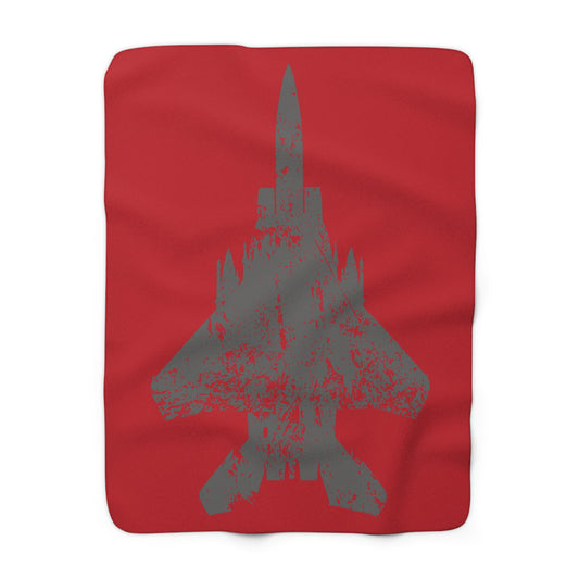 Red Sherpa Blanket with F-15E Silhouette Graphic