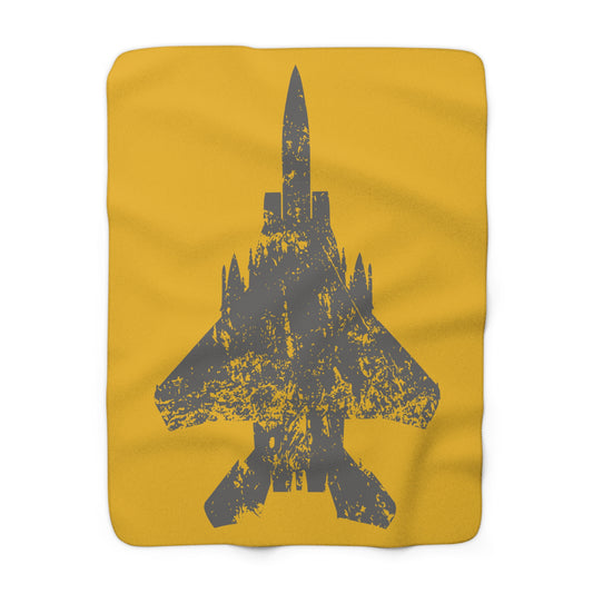 Yellow Sherpa Blanket with F-15E Silhouette Graphic