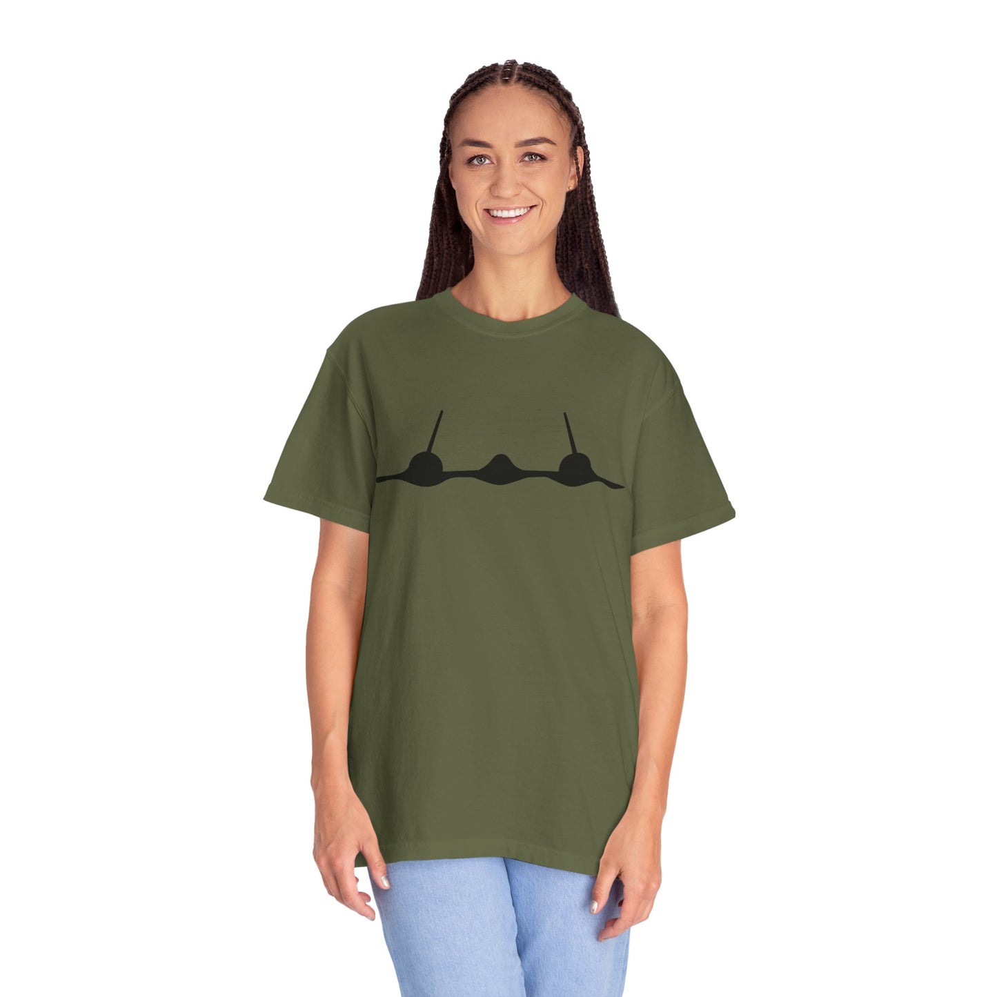SR-71 Front Silhouette Comfort Colors Unisex T-Shirt with Airplane Design, Casual Wear, Gift for Pilots, Aviation Lovers, Travel Enthusiasts, Plane Spotting