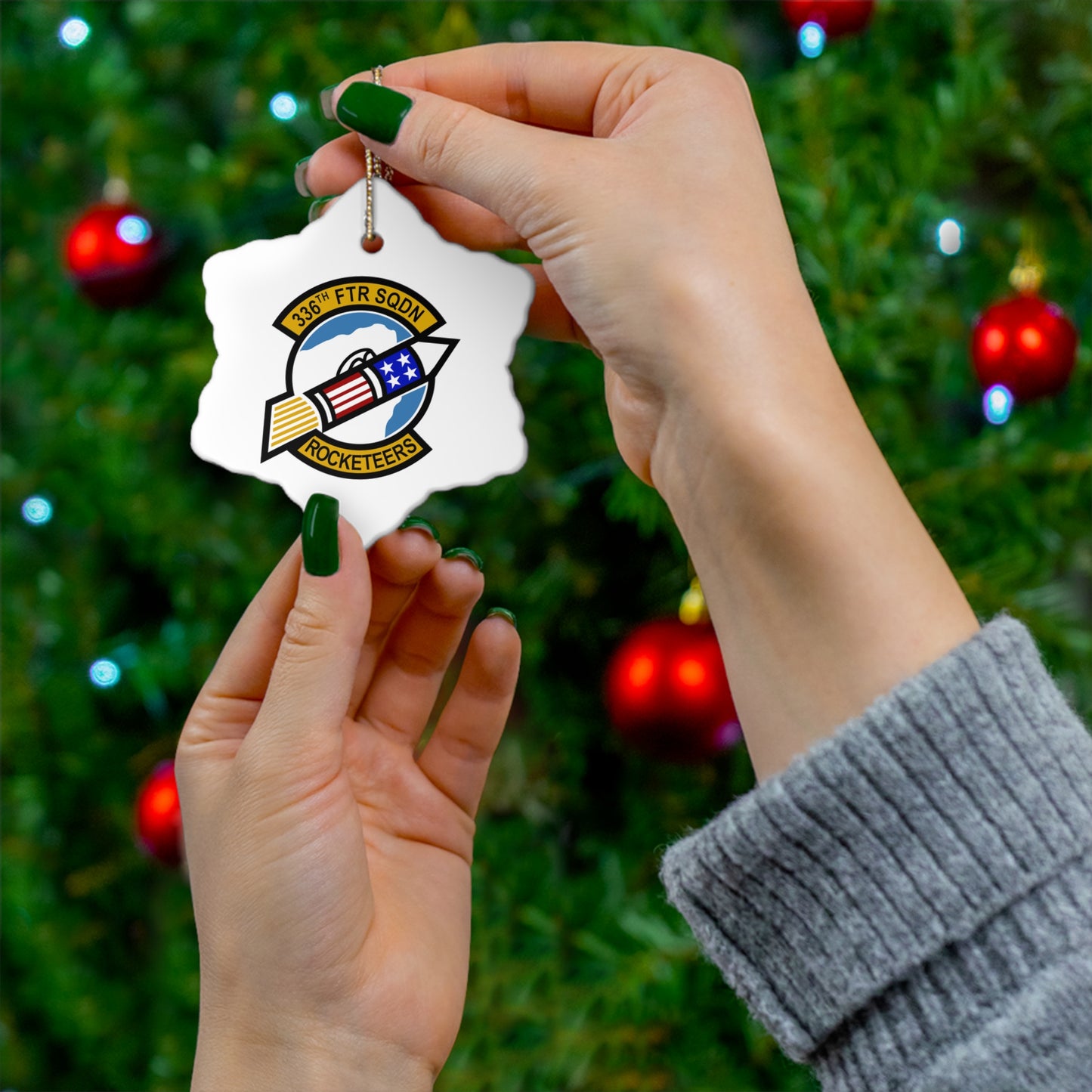 336FS "Rocketeers" Ceramic Ornament, Circle or Snowflake Shape