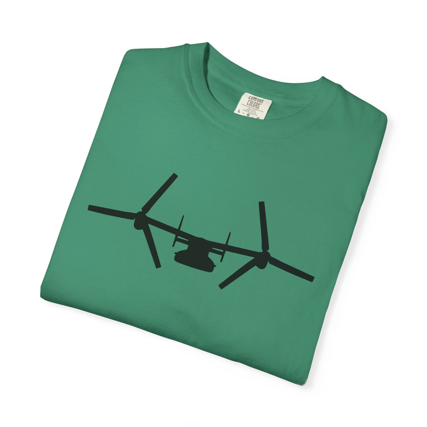 V-22 Front Silhouette Comfort Colors Unisex T-Shirt with Airplane Design, Casual Wear, Gift for Pilots, Aviation Lovers, Travel Enthusiasts, Plane Spotting