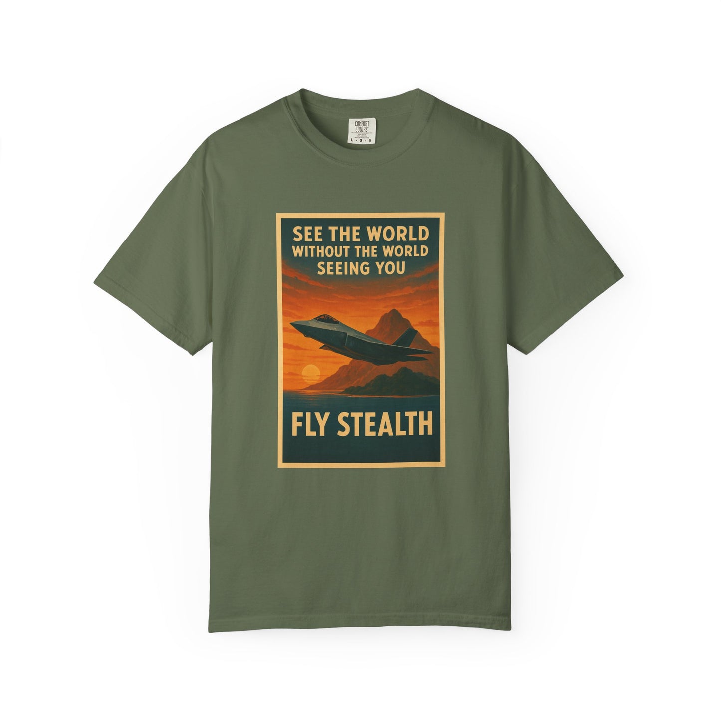 Fly Stealth F-35 Travel Poster Comfort Colors Unisex T-Shirt - Great Gift for Pilots and Aviation Enthusiasts