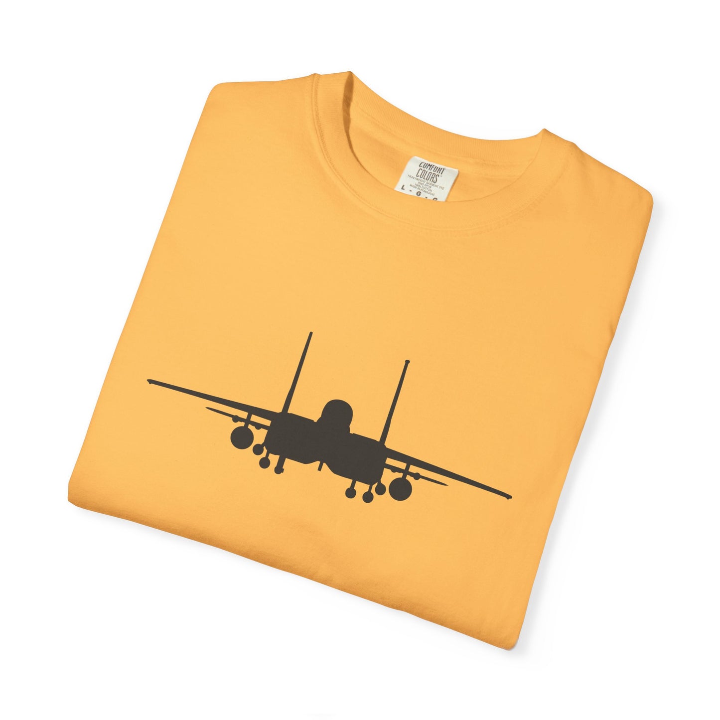 F-15E Front Silhouette Comfort Colors Unisex T-Shirt with Airplane Design, Casual Wear, Gift for Pilots, Aviation Lovers, Travel Enthusiasts, Plane Spotting