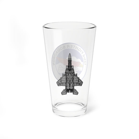 123FS "Redhawks" Mixing Glass, 16oz, with F-15EX top view on opposite side