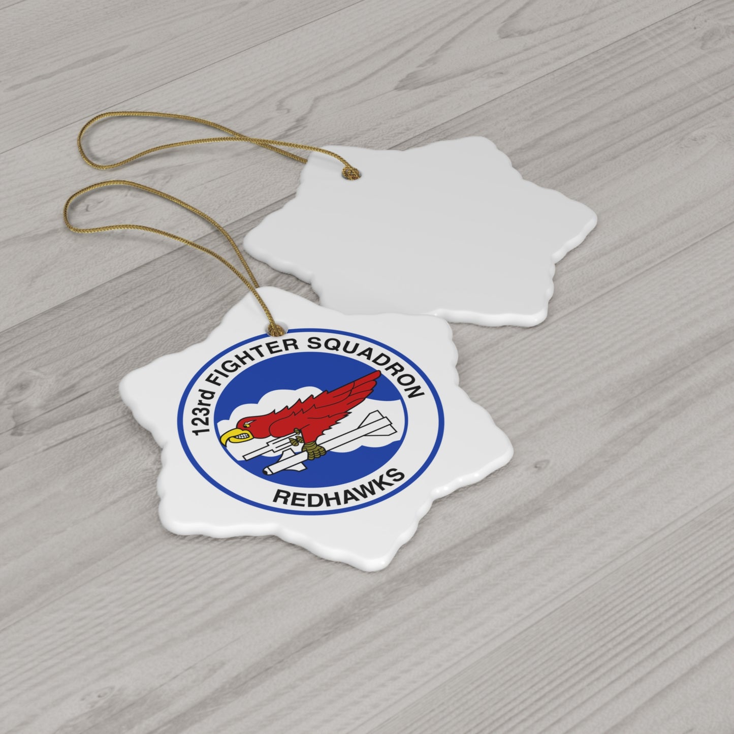 123FS "Redhawks" Ceramic Ornament, Circle or Snowflake Shape