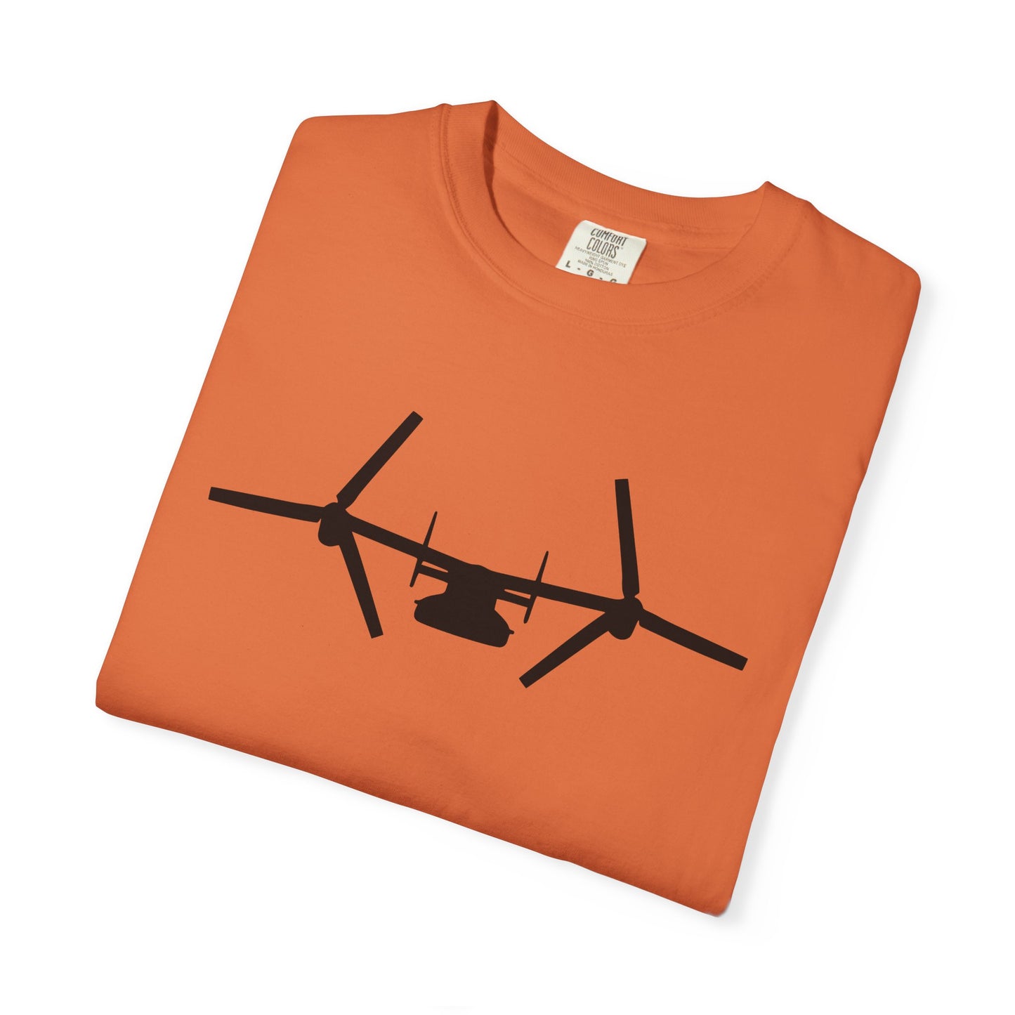 V-22 Front Silhouette Comfort Colors Unisex T-Shirt with Airplane Design, Casual Wear, Gift for Pilots, Aviation Lovers, Travel Enthusiasts, Plane Spotting