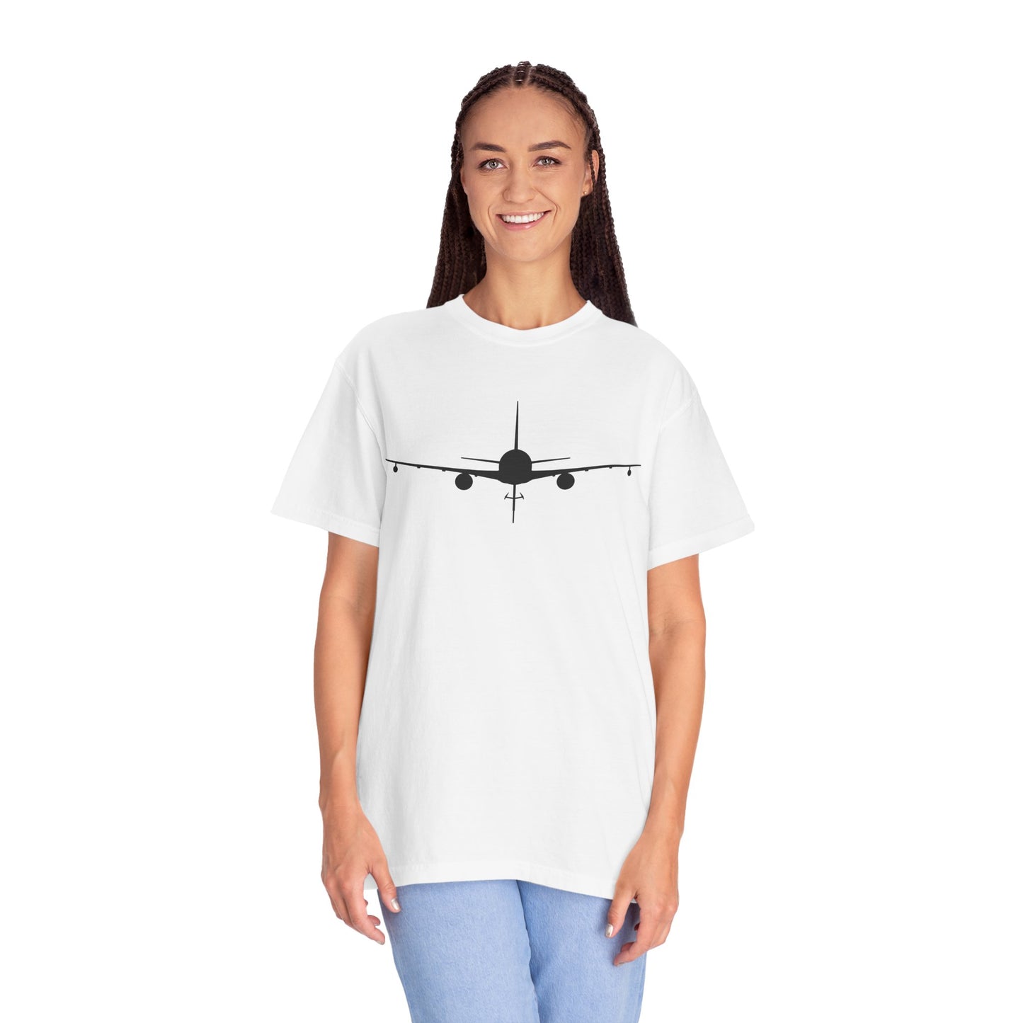 KC-46 Front Silhouette Comfort Colors Unisex T-Shirt with Airplane Design, Casual Wear, Gift for Pilots, Aviation Lovers, Travel Enthusiasts, Plane Spotting
