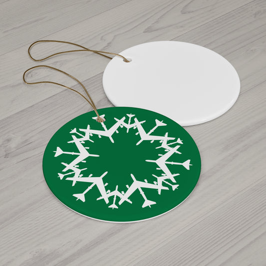 B-52H Snowflake Ceramic Ornament, 2.76", Green