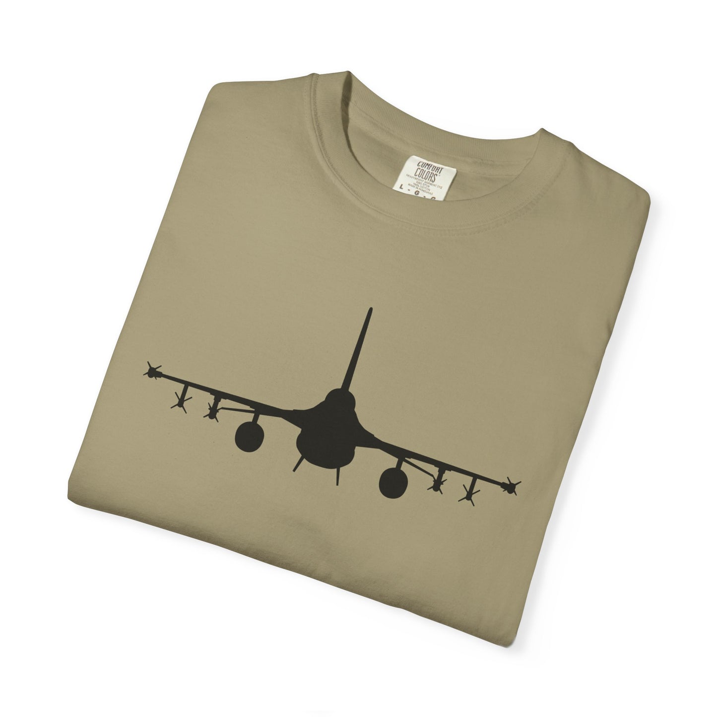 F-16 Front Silhouette Comfort Colors Unisex T-Shirt with Airplane Design, Casual Wear, Gift for Pilots, Aviation Lovers, Travel Enthusiasts, Plane Spotting