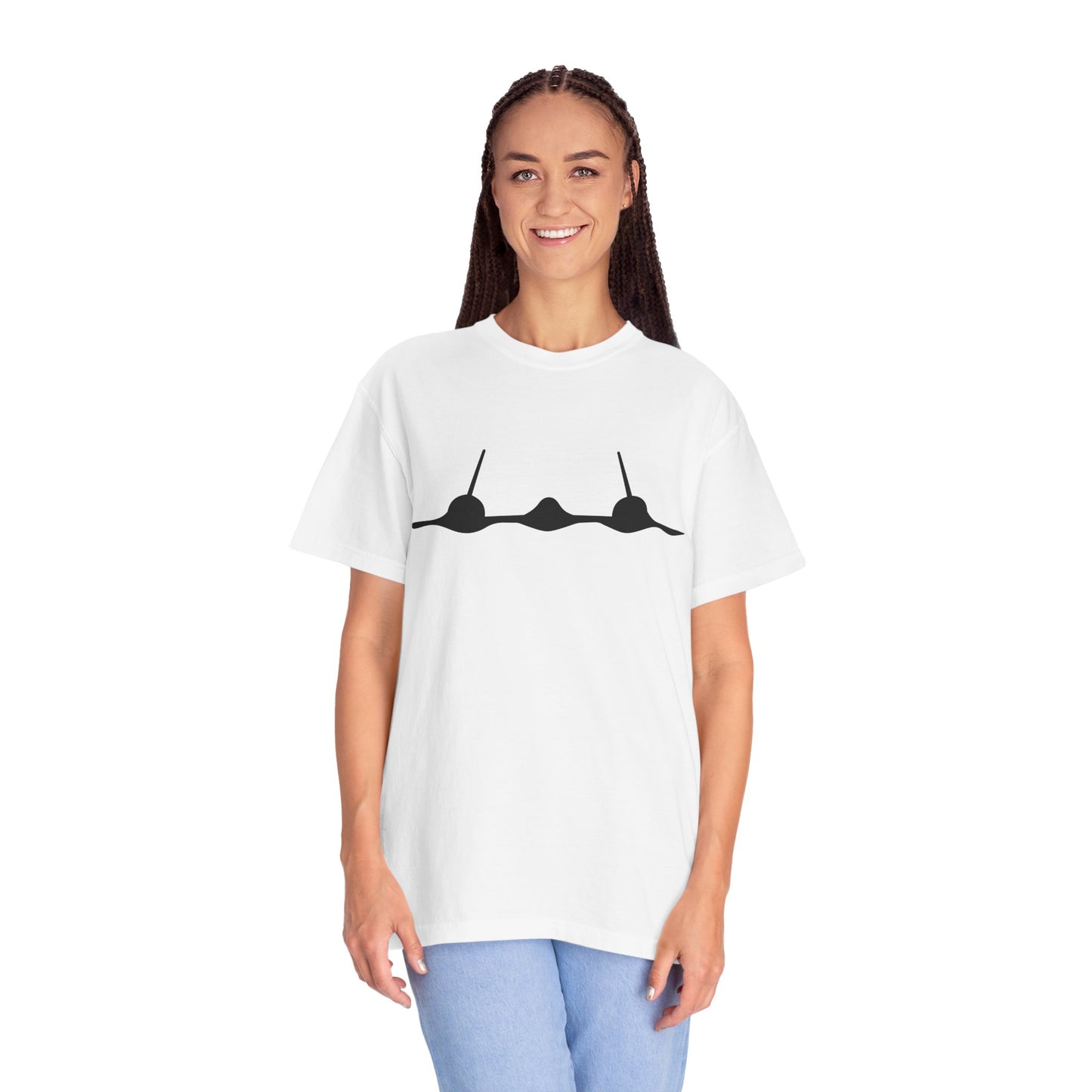 SR-71 Front Silhouette Comfort Colors Unisex T-Shirt with Airplane Design, Casual Wear, Gift for Pilots, Aviation Lovers, Travel Enthusiasts, Plane Spotting