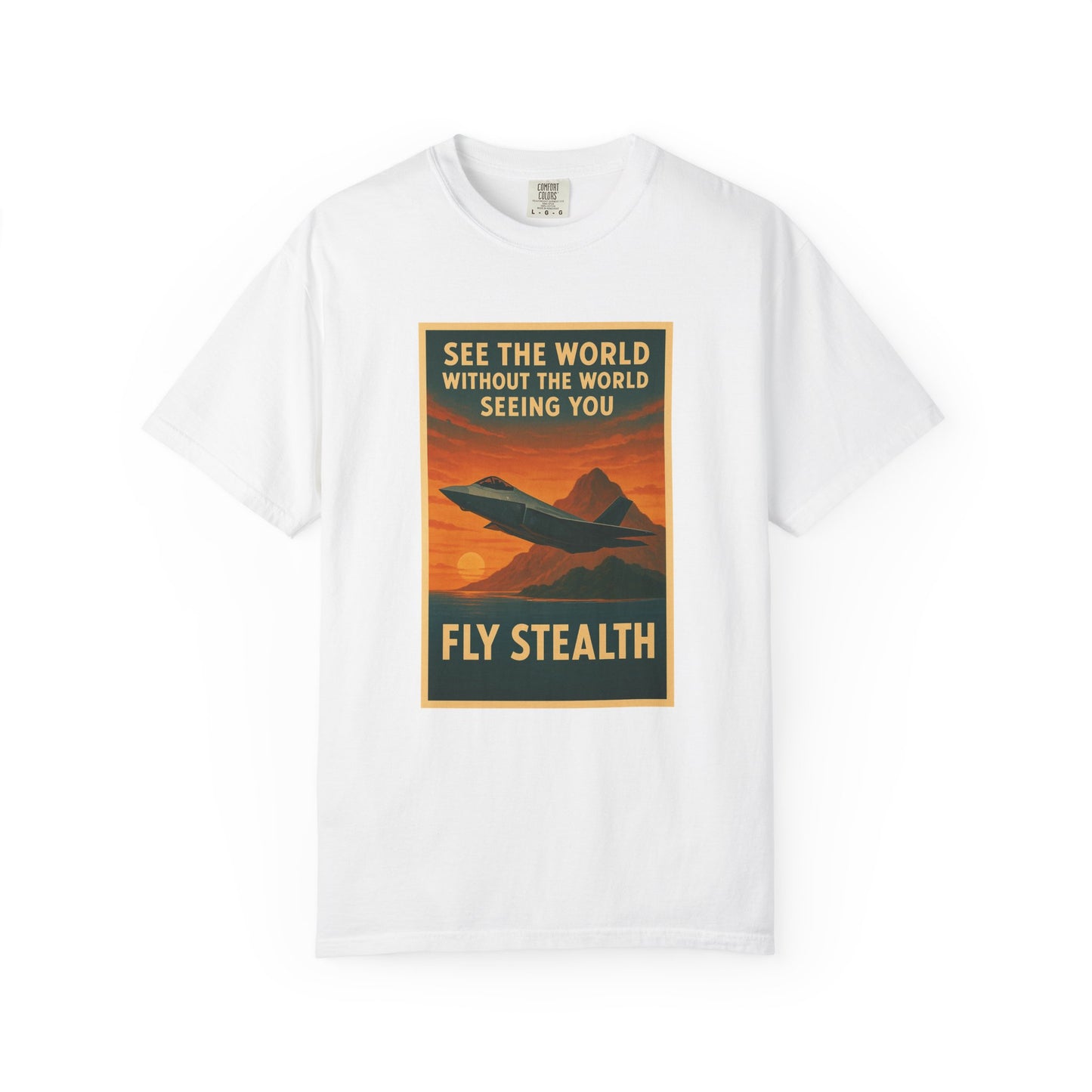 Fly Stealth F-35 Travel Poster Comfort Colors Unisex T-Shirt - Great Gift for Pilots and Aviation Enthusiasts