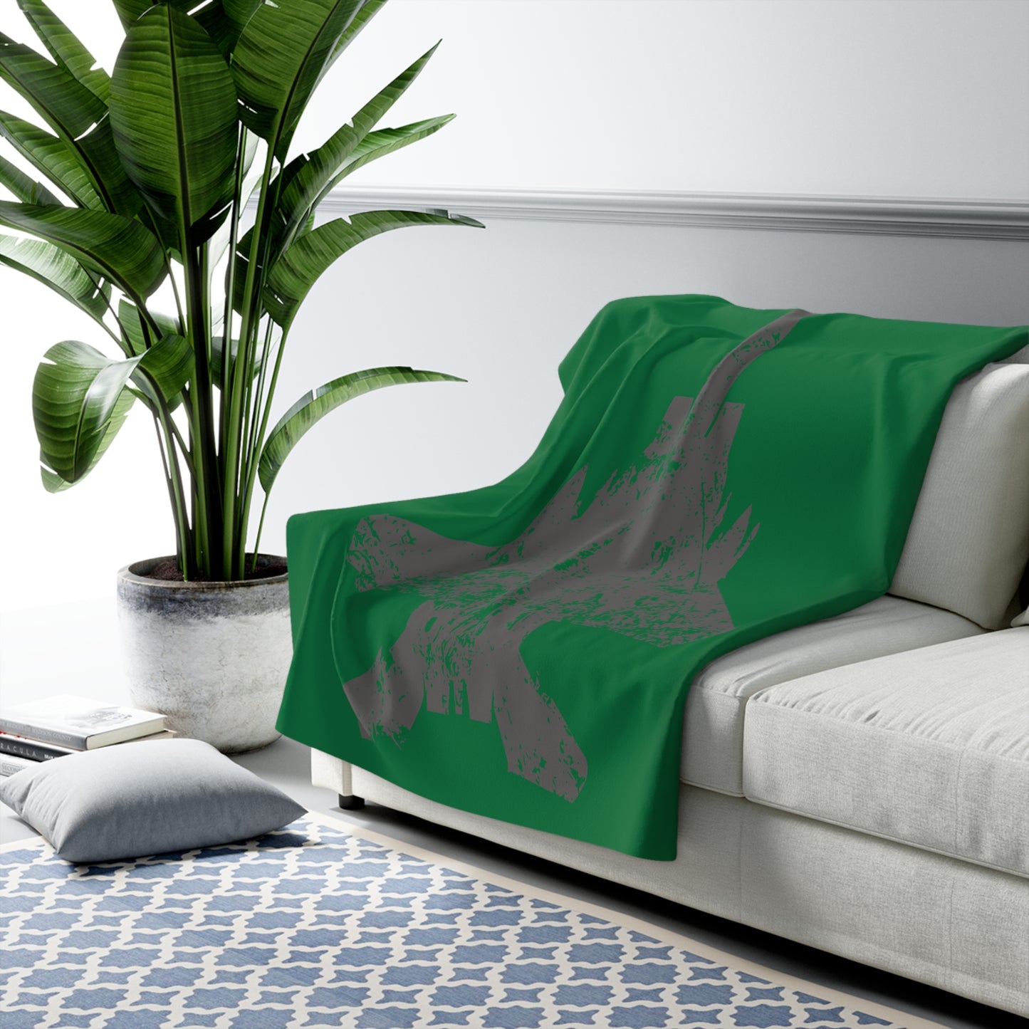 Green Sherpa Blanket with F-15E Silhouette Graphic