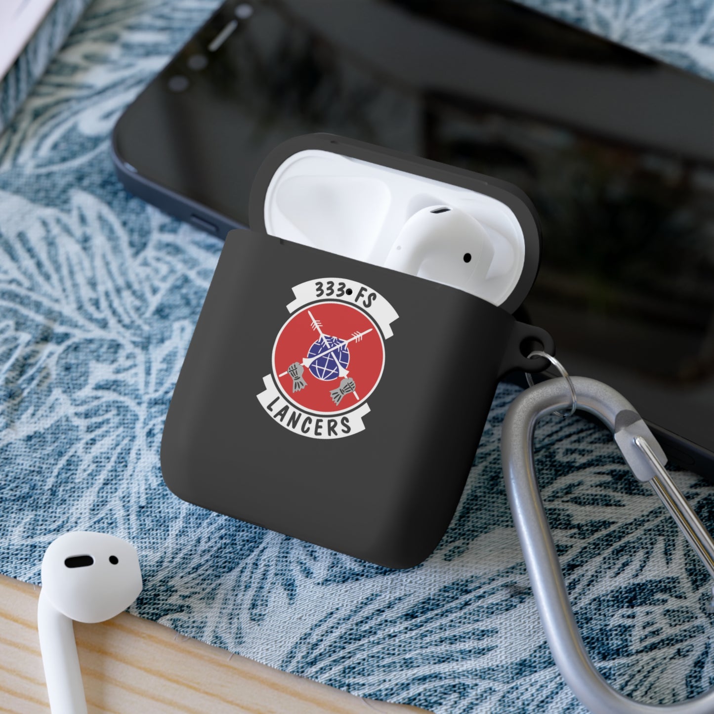 AirPods and AirPods Pro Case Cover, 333FS with F-15E Front Silhouette on Back