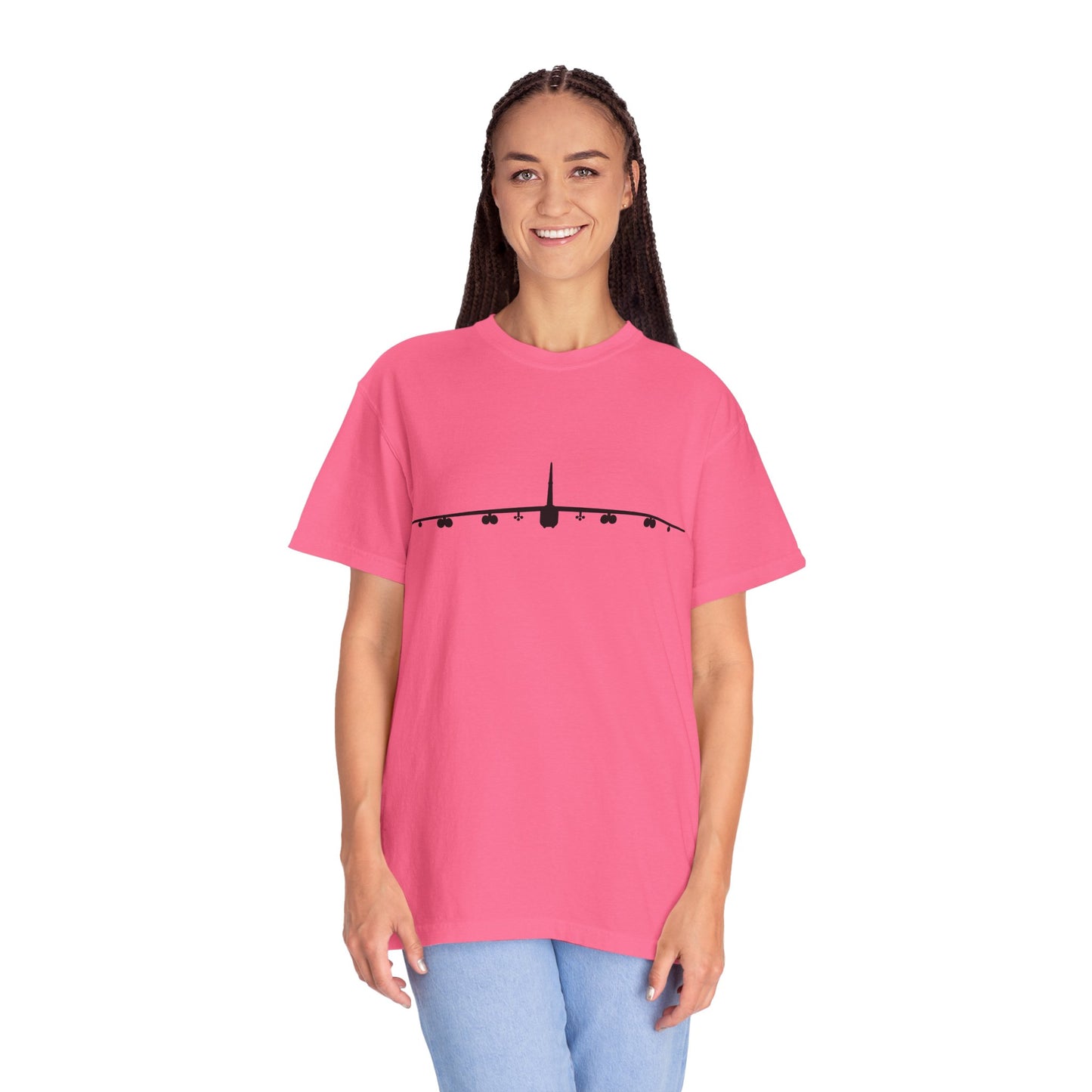 B-52 Front Silhouette Comfort Colors Unisex T-Shirt with Airplane Design, Casual Wear, Gift for Pilots, Aviation Lovers, Travel Enthusiasts, Plane Spotting