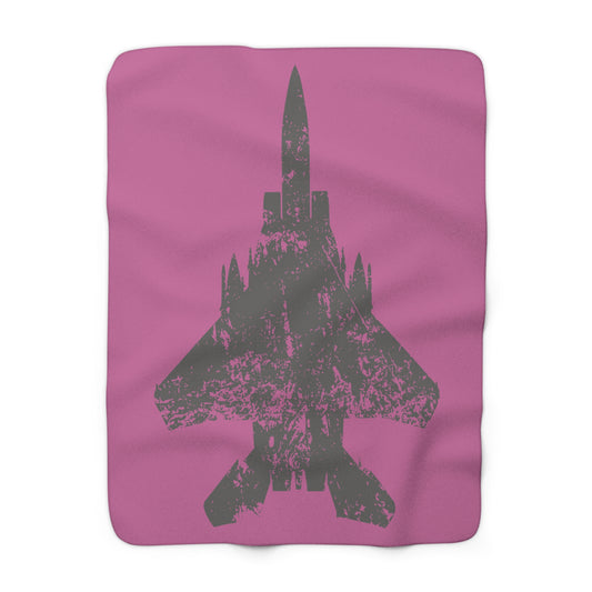 Pink Sherpa Blanket with F-15E Silhouette Graphic