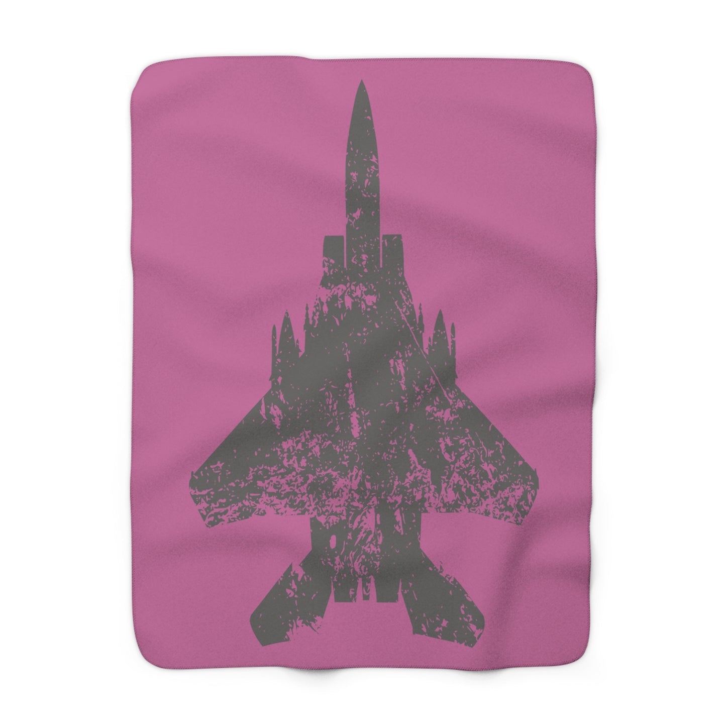 Pink Sherpa Blanket with F-15E Silhouette Graphic