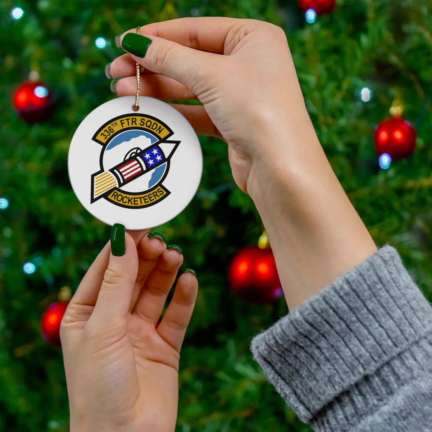 336FS "Rocketeers" Ceramic Ornament, Circle or Snowflake Shape