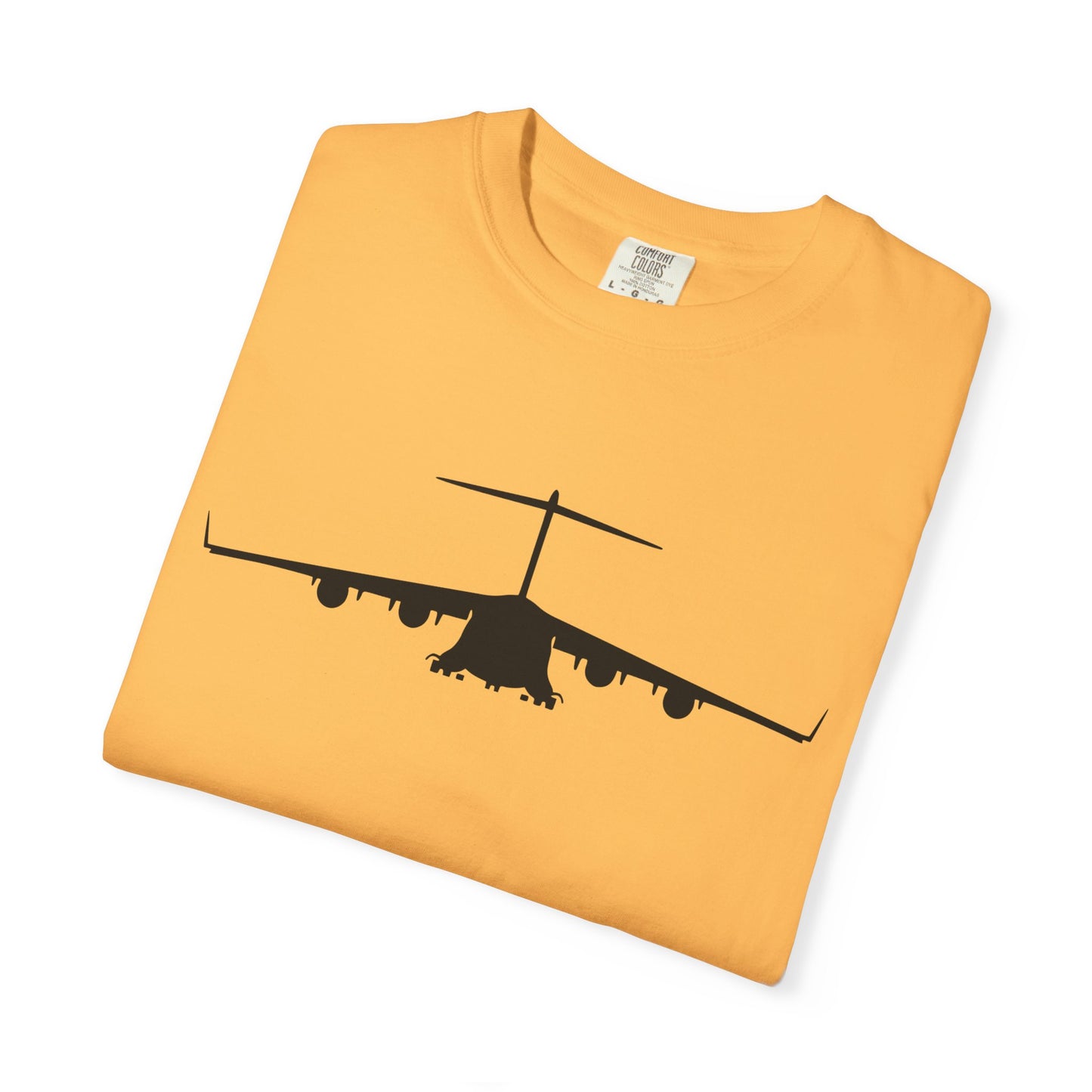 C-17 Front Silhouette Comfort Colors Unisex T-Shirt with Airplane Design, Casual Wear, Gift for Pilots, Aviation Lovers, Travel Enthusiasts, Plane Spotting