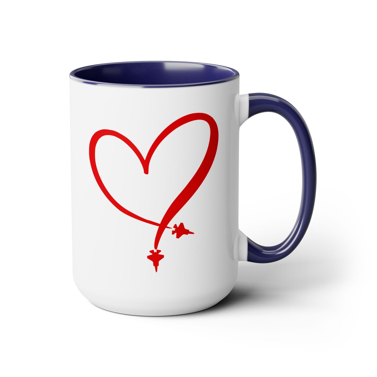 F-35 Two-Tone Heart Contrail Coffee Mugs, 15oz