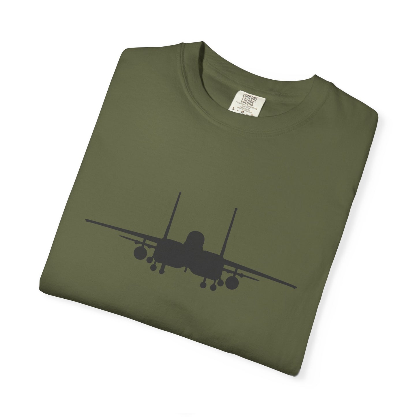 F-15E Front Silhouette Comfort Colors Unisex T-Shirt with Airplane Design, Casual Wear, Gift for Pilots, Aviation Lovers, Travel Enthusiasts, Plane Spotting