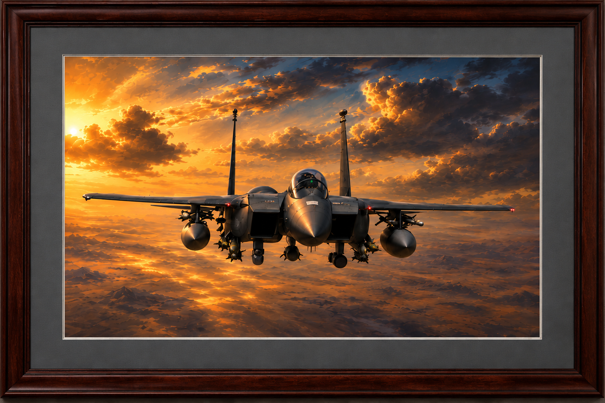 "Warhorse" F15E Strike Eagle Aviation Art Print | USAF Fighter Jet Wall Art | Military Aviation Artwork | Air Force Pilot & Veteran Gift