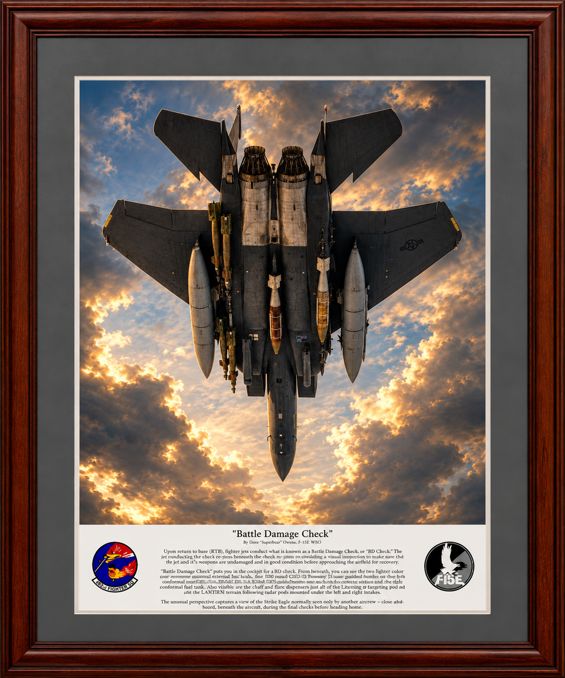 "Battle Damage Check" F15E Strike Eagle Aviation Art Print | USAF Fighter Jet Wall Art | Military Aviation Artwork | Air Force Pilot & Veteran Gift