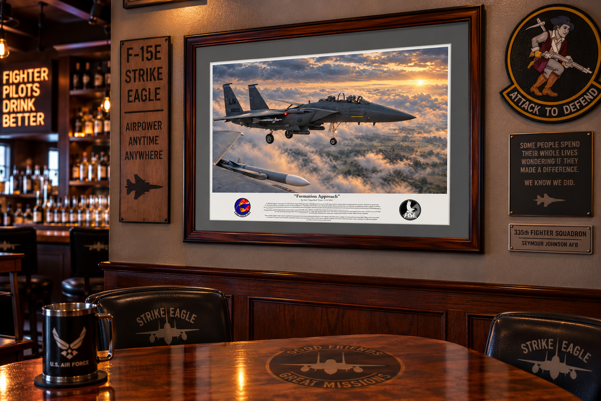 "Formation Approach" F-15E Strike Eagle Aviation Art Print | USAF Fighter Jet Wall Art | Military Aviation Artwork | Air Force Pilot & Veteran Gift