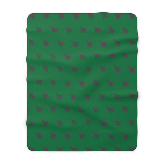 F-15E Pattern Sherpa Fleece Blanket, Green
