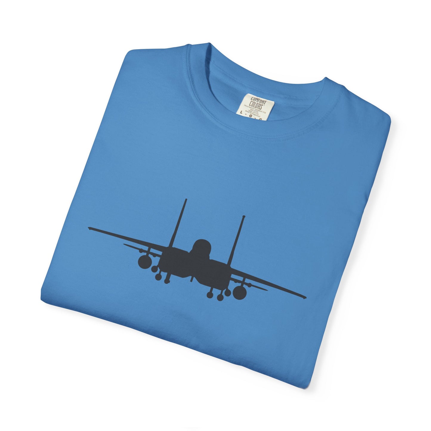 F-15E Front Silhouette Comfort Colors Unisex T-Shirt with Airplane Design, Casual Wear, Gift for Pilots, Aviation Lovers, Travel Enthusiasts, Plane Spotting