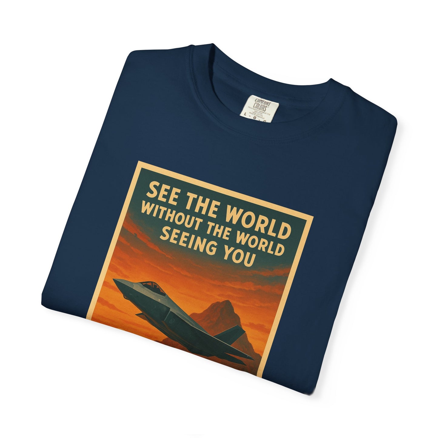 Fly Stealth F-35 Travel Poster Comfort Colors Unisex T-Shirt - Great Gift for Pilots and Aviation Enthusiasts