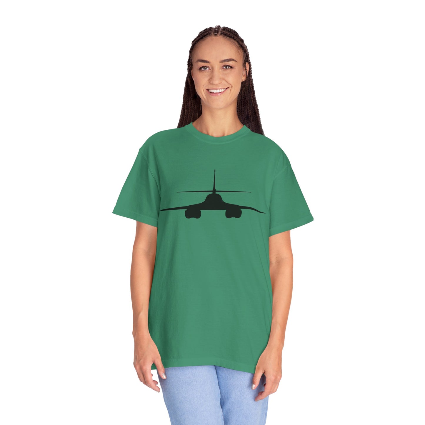 B-1 Front Silhouette Comfort Colors Unisex T-Shirt with Airplane Design, Casual Wear, Gift for Pilots, Aviation Lovers, Travel Enthusiasts, Plane Spotting
