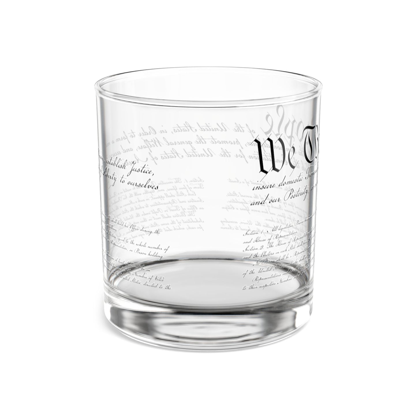 Whiskey Glass, U S Constitution Design, History Buffs, 10oz Rocks Glass