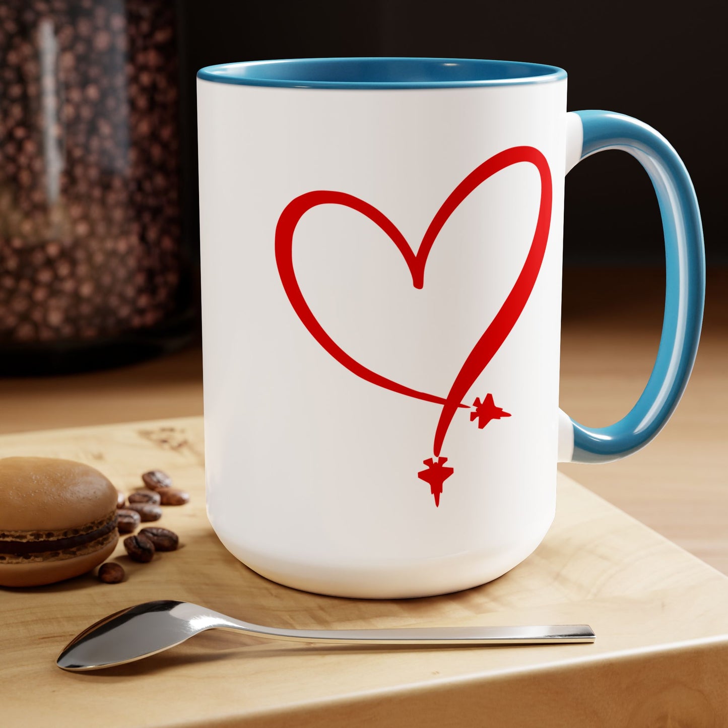 F-35 Two-Tone Heart Contrail Coffee Mugs, 15oz
