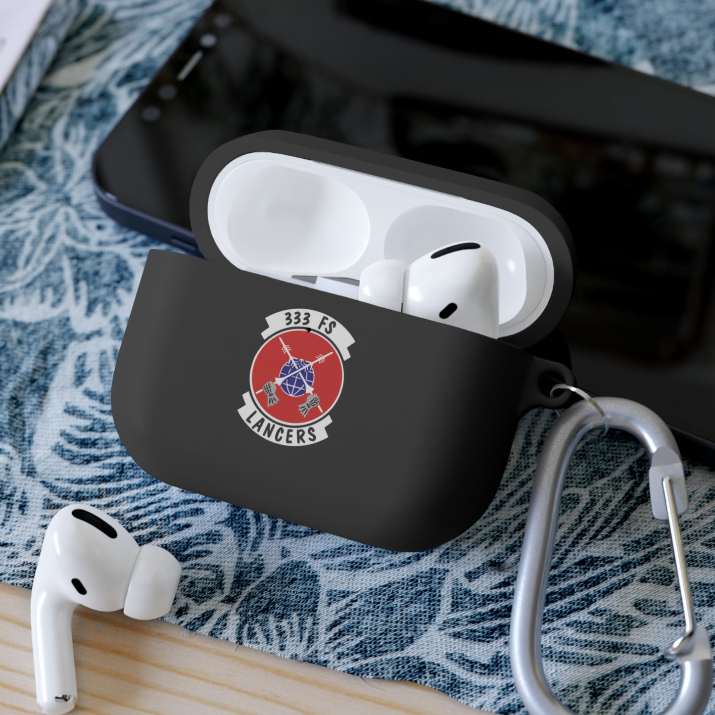 AirPods and AirPods Pro Case Cover, 333FS with F-15E Front Silhouette on Back