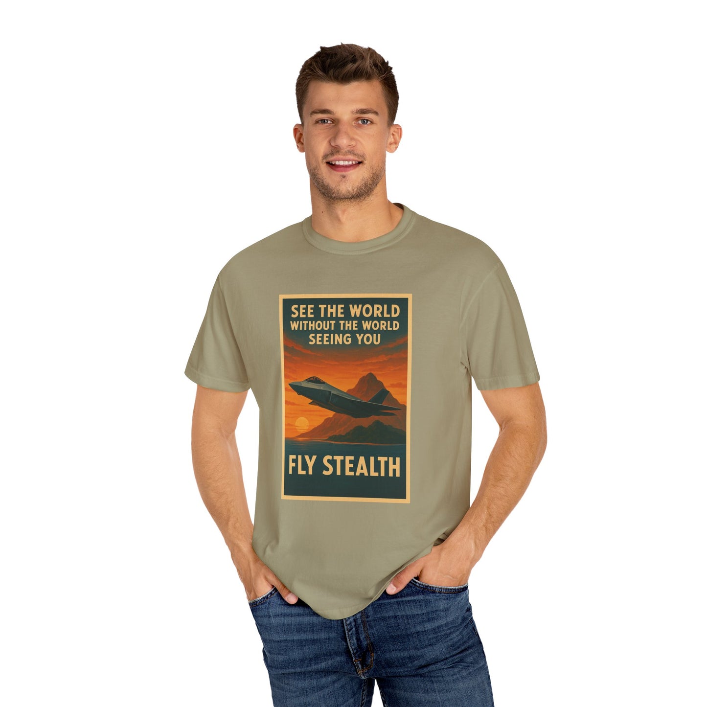 Fly Stealth F-35 Travel Poster Comfort Colors Unisex T-Shirt - Great Gift for Pilots and Aviation Enthusiasts