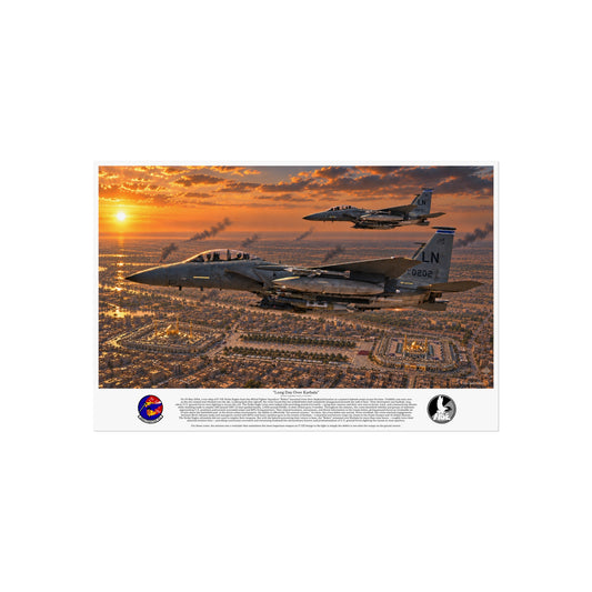 "Long Day Over Karbala" F-15E Strike Eagle Aviation Art Print | USAF Fighter Jet Wall Art | Military Aviation Artwork | Air Force Pilot & Veteran Gift