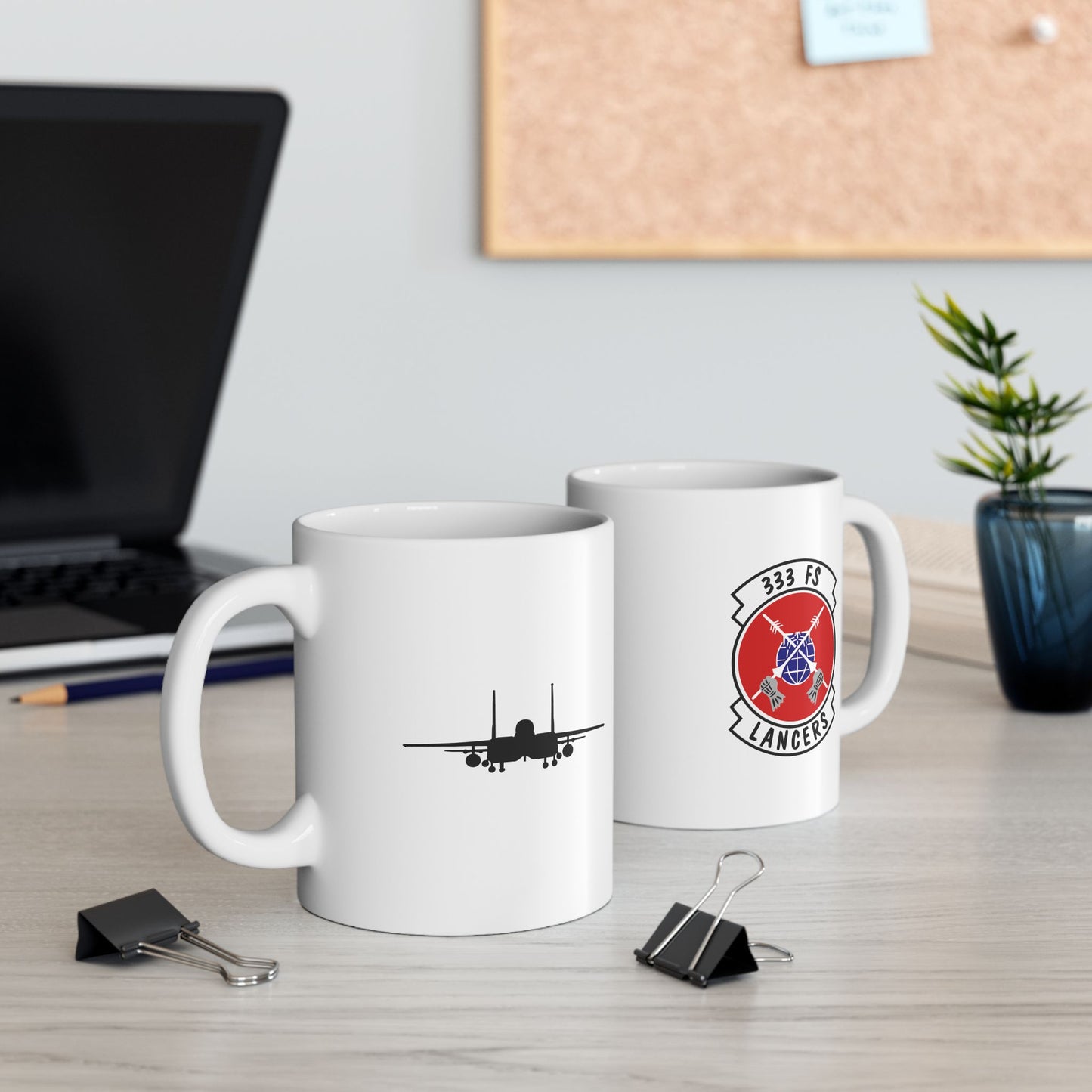 333FS & F-15E Front Silhouette Ceramic Mug 11oz