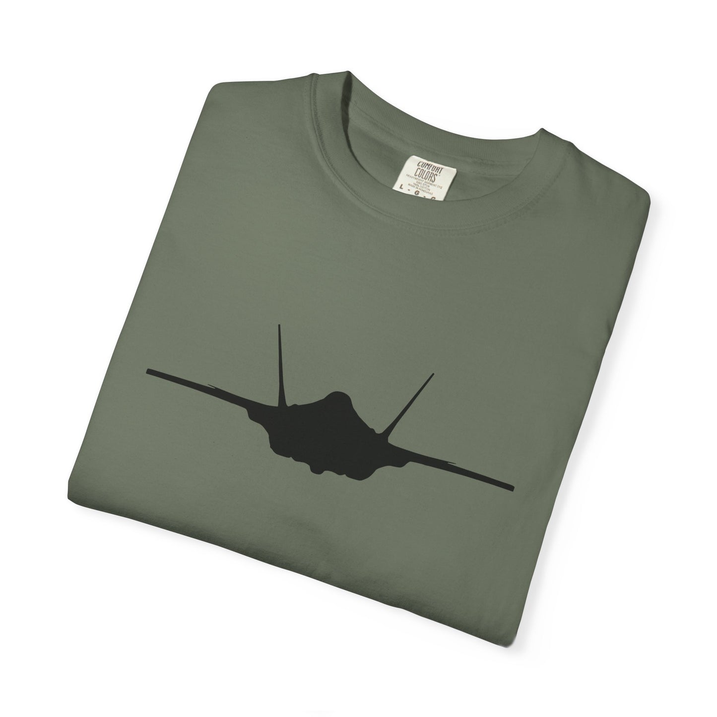 F-35A Front Silhouette Comfort Colors Unisex T-Shirt with Airplane Design, Casual Wear, Gift for Pilots, Aviation Lovers, Travel Enthusiasts, Plane Spotting