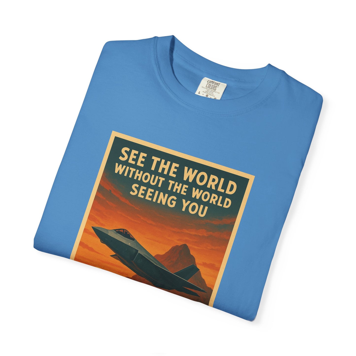 Fly Stealth F-35 Travel Poster Comfort Colors Unisex T-Shirt - Great Gift for Pilots and Aviation Enthusiasts