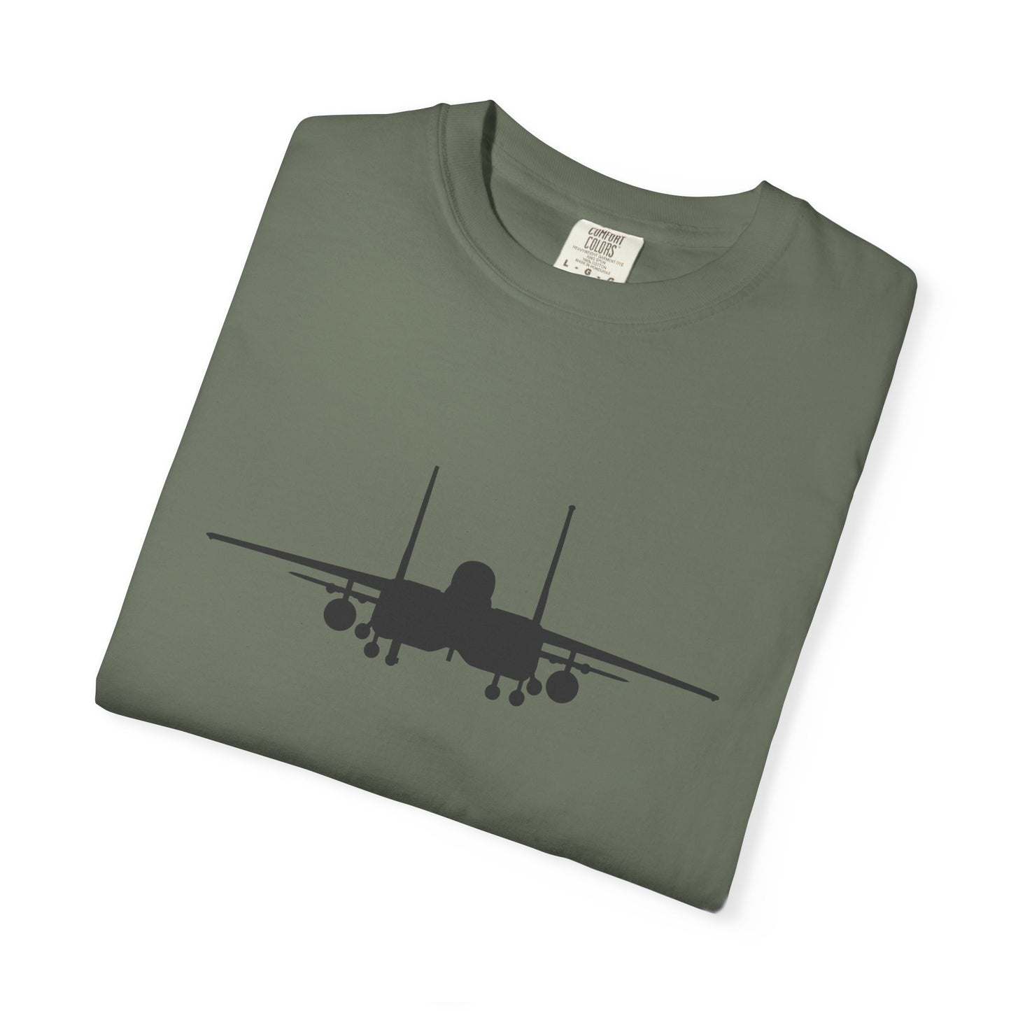 F-15E Front Silhouette Comfort Colors Unisex T-Shirt with Airplane Design, Casual Wear, Gift for Pilots, Aviation Lovers, Travel Enthusiasts, Plane Spotting