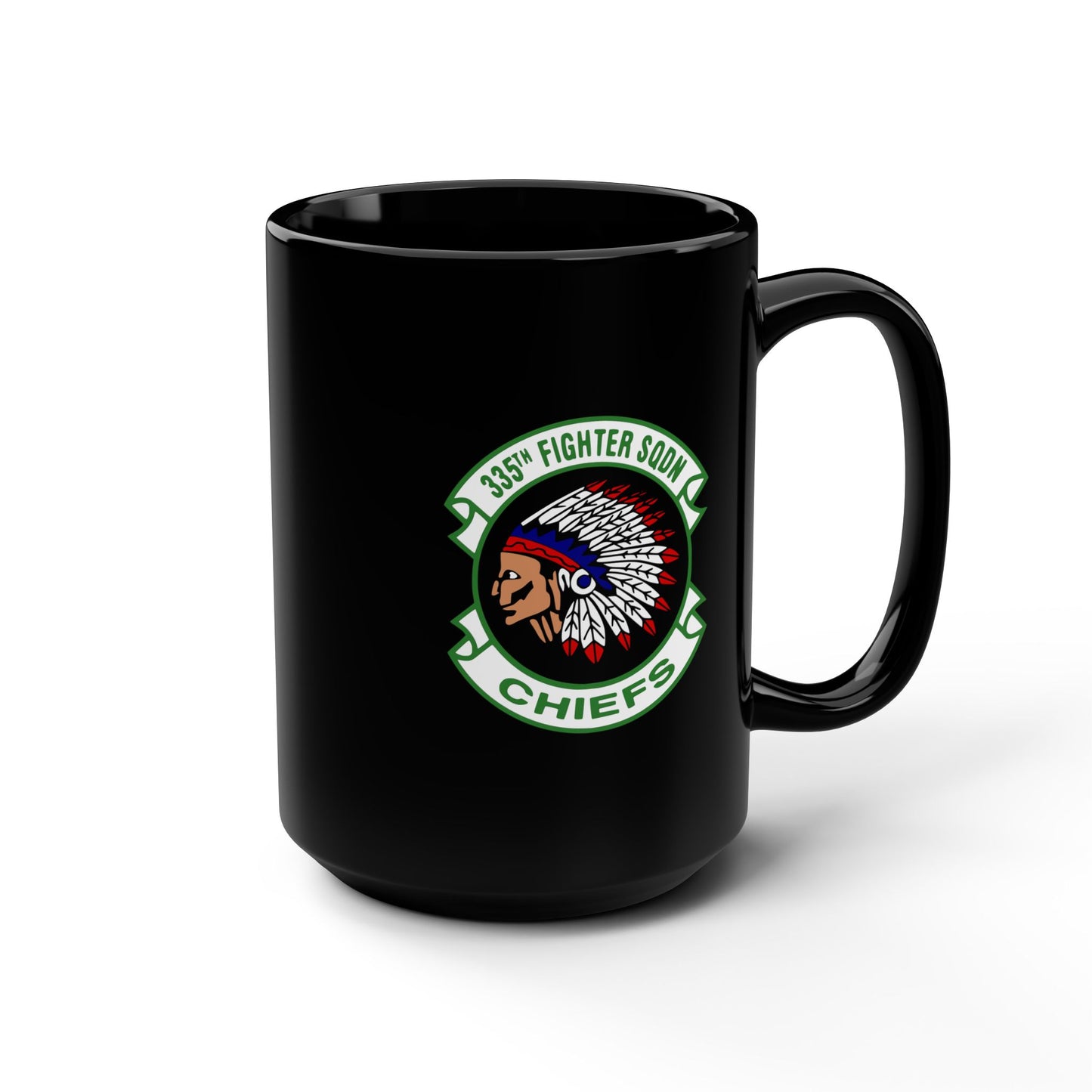 335FS & F-15E Front Silhouette Black Mug, 15oz
