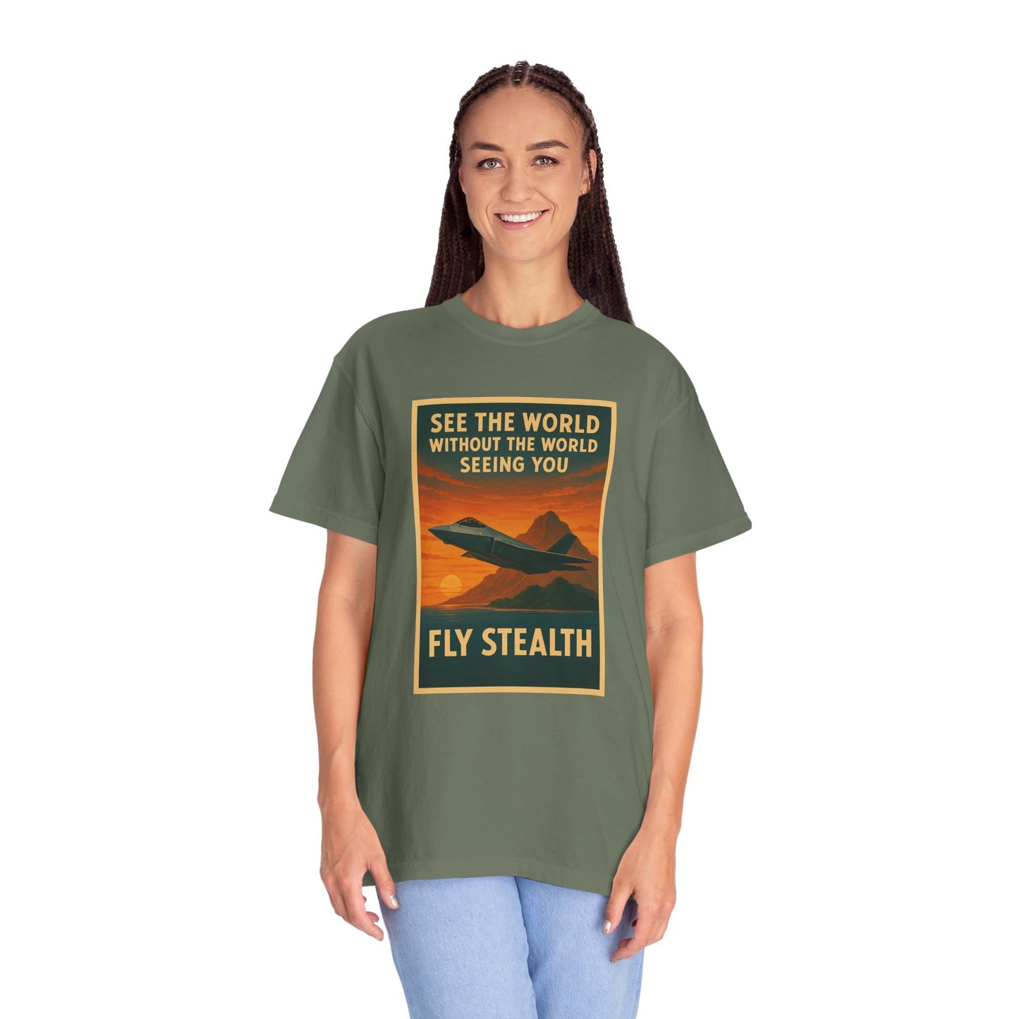 Fly Stealth F-35 Travel Poster Comfort Colors Unisex T-Shirt - Great Gift for Pilots and Aviation Enthusiasts