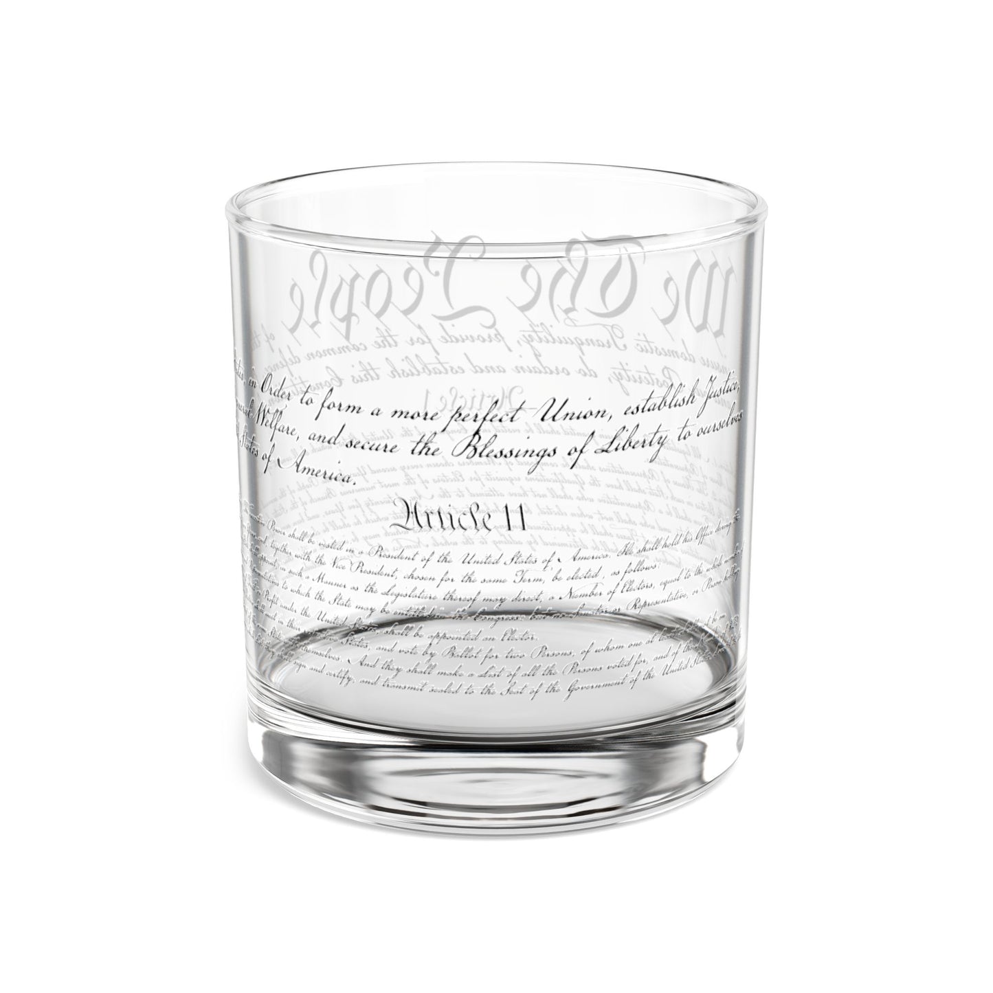 Whiskey Glass, U S Constitution Design, History Buffs, 10oz Rocks Glass