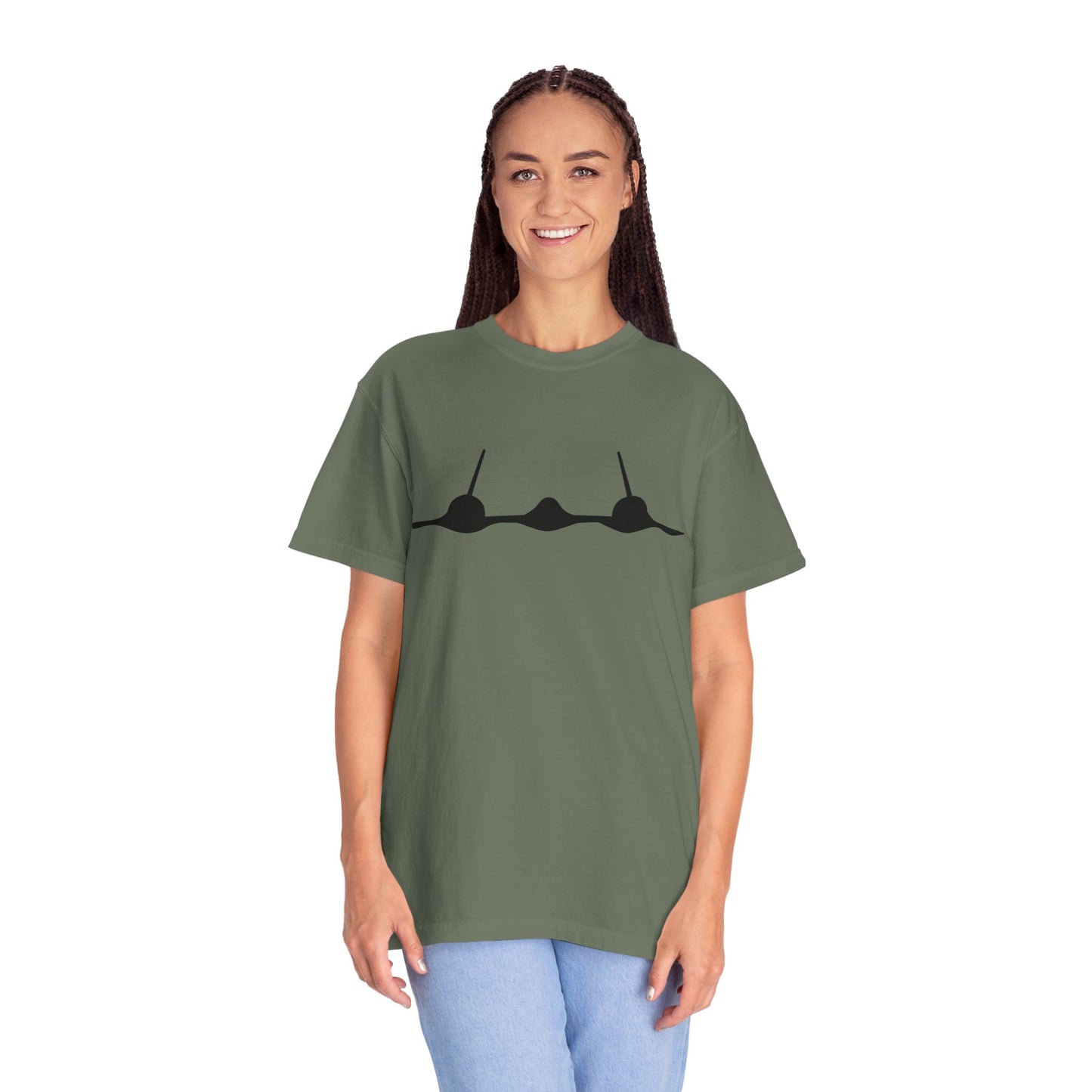SR-71 Front Silhouette Comfort Colors Unisex T-Shirt with Airplane Design, Casual Wear, Gift for Pilots, Aviation Lovers, Travel Enthusiasts, Plane Spotting